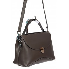 На фото 1 - Кожаная женская сумка satchel, цвет графит На фото 1 - Кожаная женская сумка satchel, цвет графит