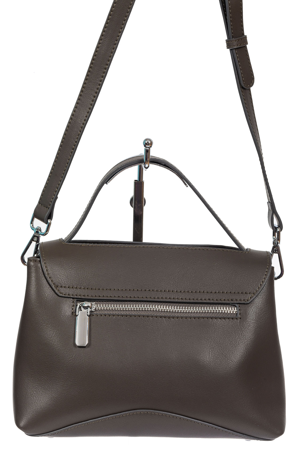На фото 3 - Кожаная женская сумка satchel, цвет графит На фото 3 - Кожаная женская сумка satchel, цвет графит