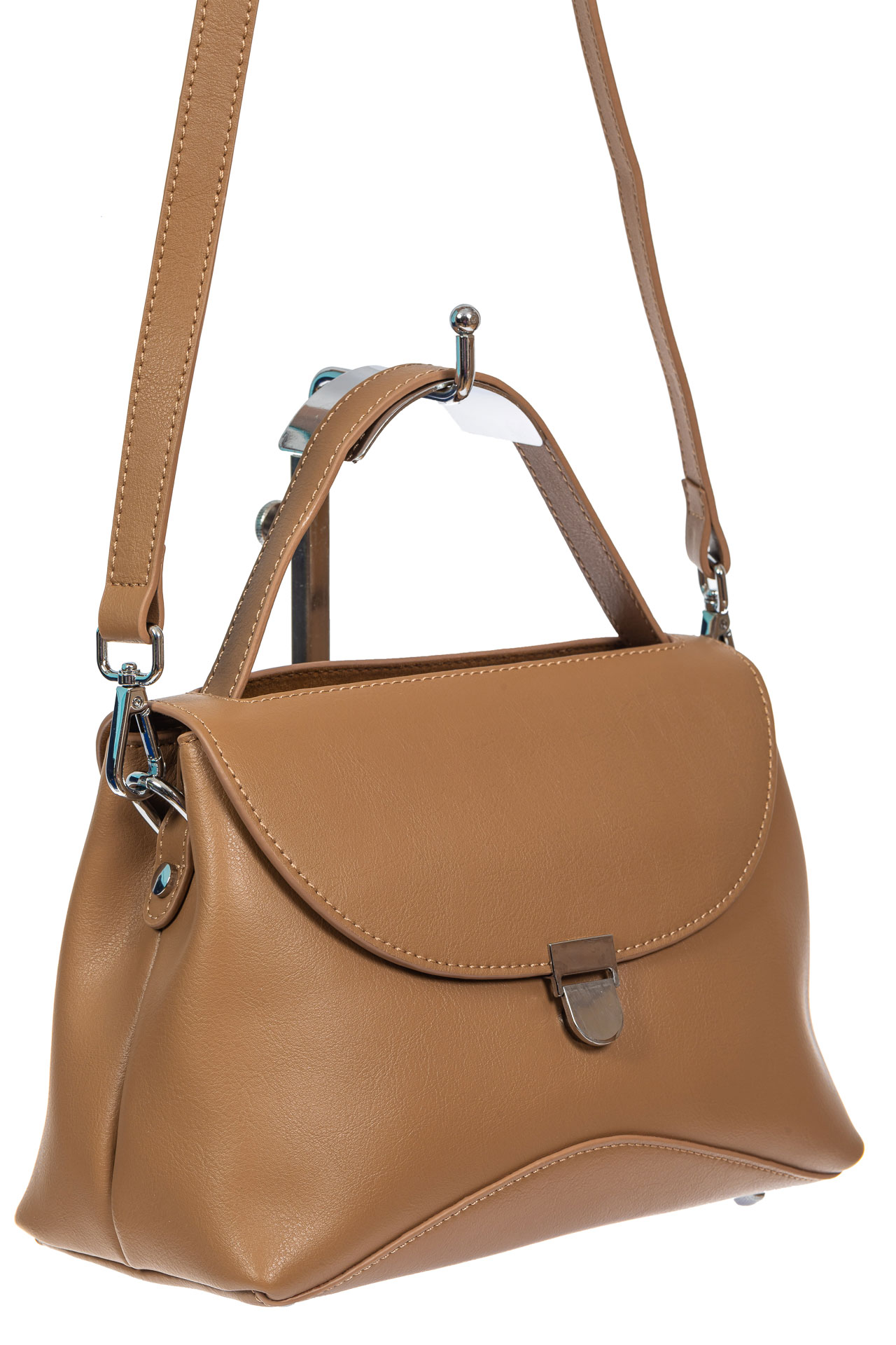 На фото 1 - Кожаная женская сумка satchel, цвет светло-рыжий На фото 1 - Кожаная женская сумка satchel, цвет светло-рыжий