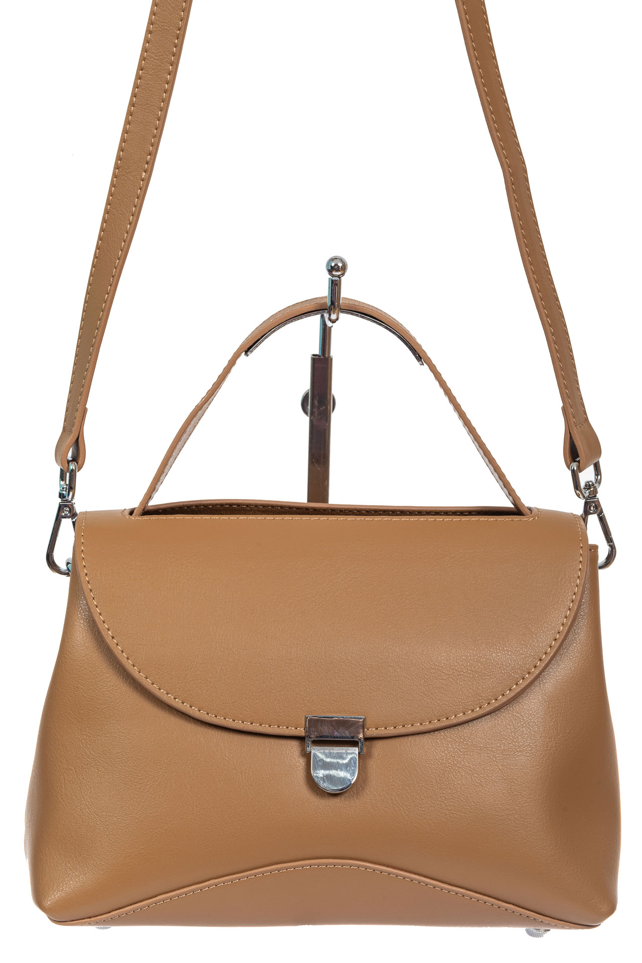 На фото 2 - Кожаная женская сумка satchel, цвет светло-рыжий На фото 2 - Кожаная женская сумка satchel, цвет светло-рыжий