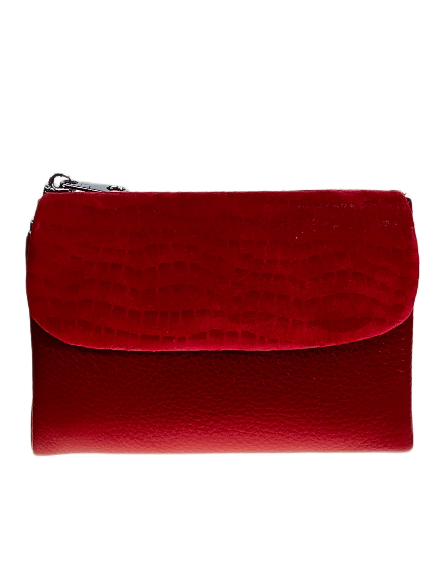 На фото 1 - Женский кошелёк  из натуральной кожи, цвет красный