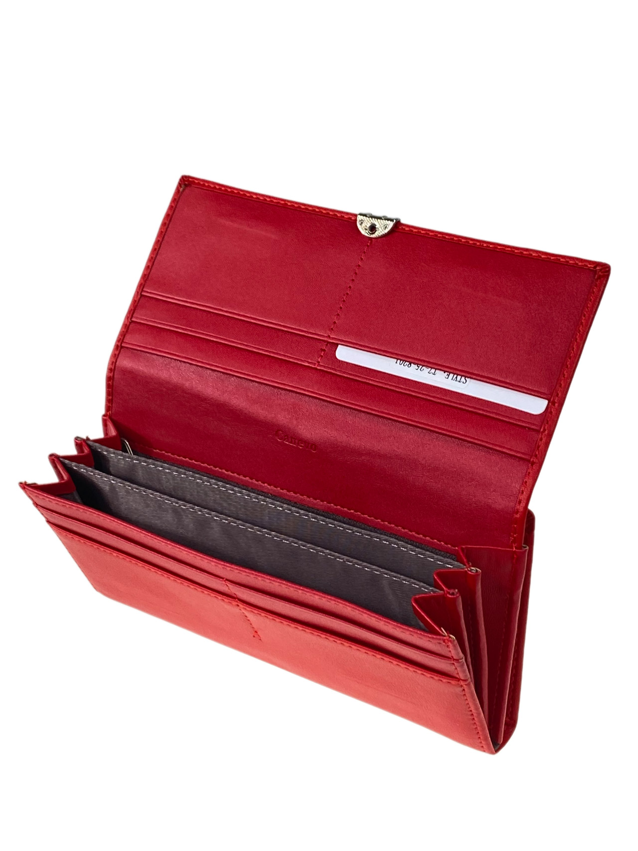 На фото 2 - Женский кошелек с фермуаром из искусственной кожи, цвет ярко красный