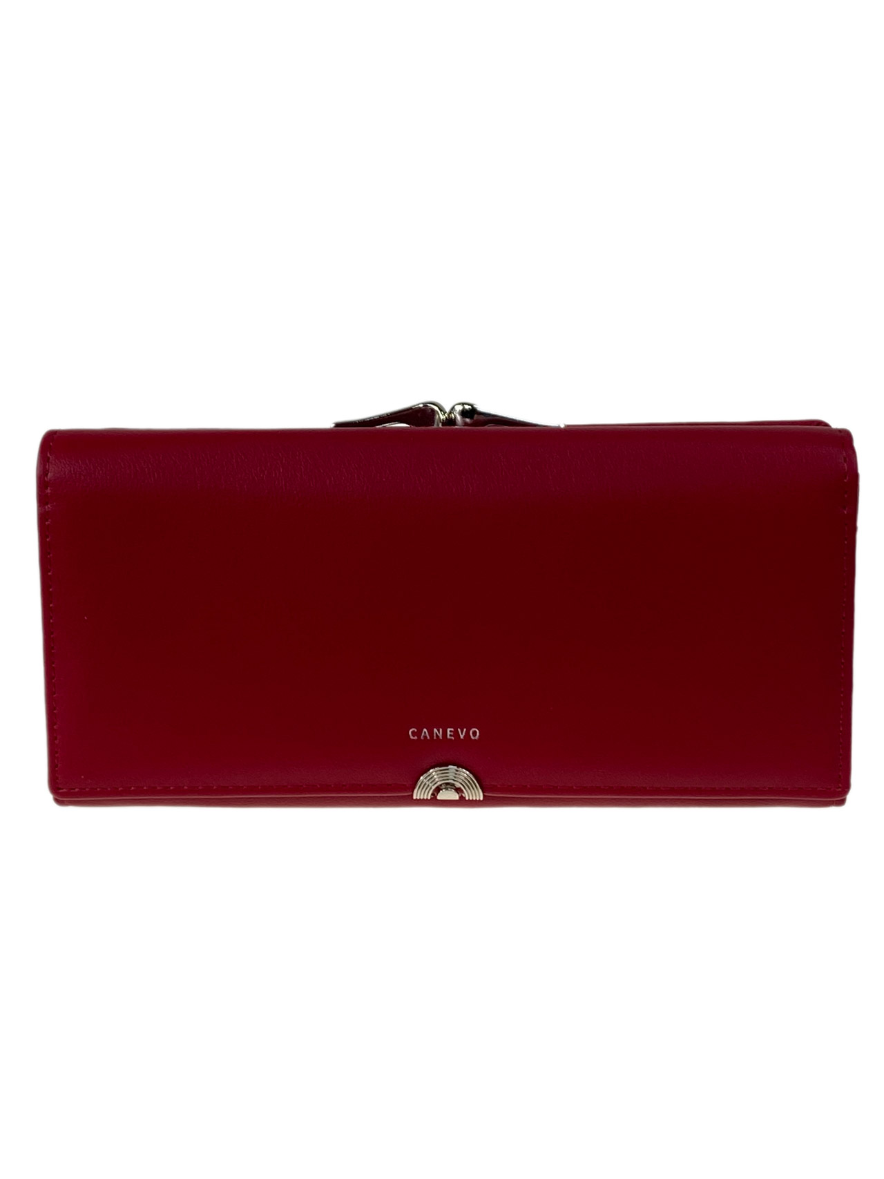На фото 1 - Женский кошелек с фермуаром из искусственной кожи, цвет темно красный