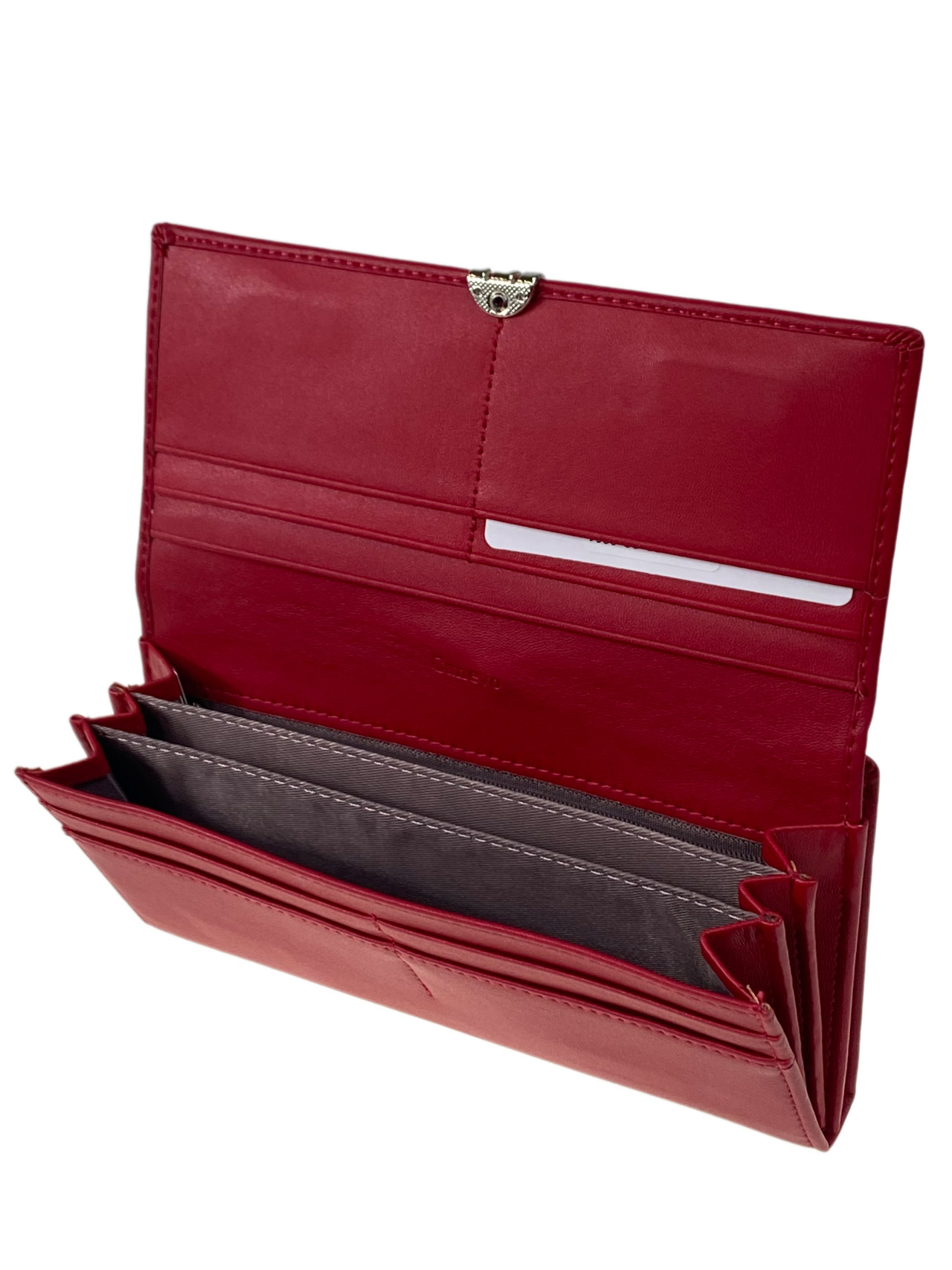 На фото 2 - Женский кошелек с фермуаром из искусственной кожи, цвет темно красный